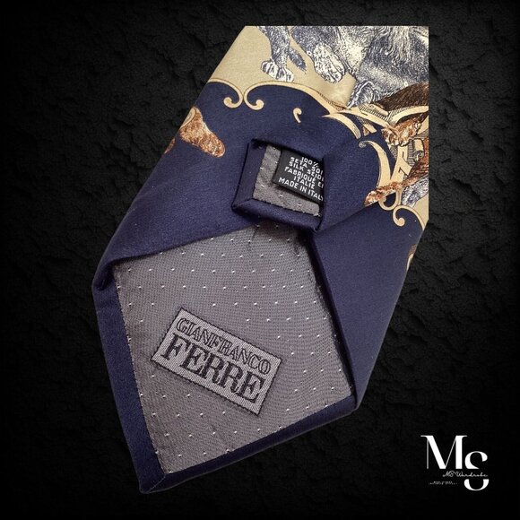 GIANFRANCO FERRE Beige & Gray Animal Print Silk Tie Made In Italy W:3.75" EX CD - Picture 4 of 6